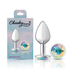 Cheeky Charms Round Jewel Butt Plug – Gunmetal or Silver, Metal Anal Plug with Gem (Small, Medium, Large) > Anal Range > Jewel Butt Plugs