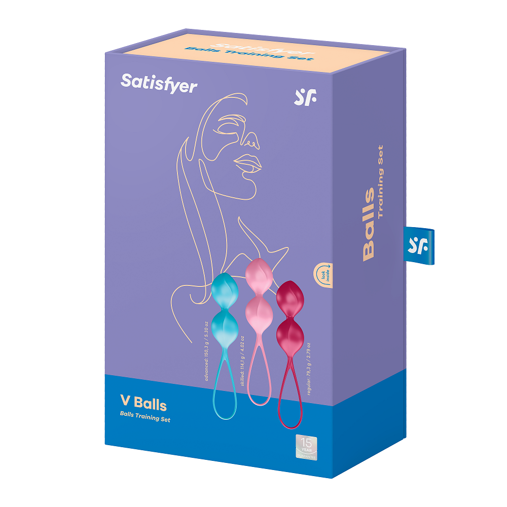 Satisfyer Set of 3 Weighted Double Kegel Training Balls – Silicone Kegel Balls > Sex Toys For Ladies > Kegel Exercise
