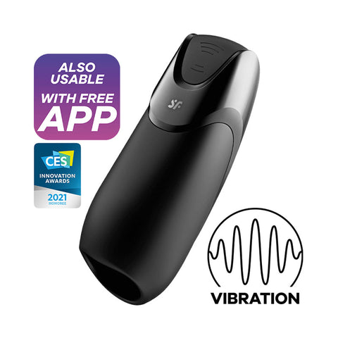 Satisfyer Men Vibration+ Black Vibrating Masturbator Black Strokers - Auto