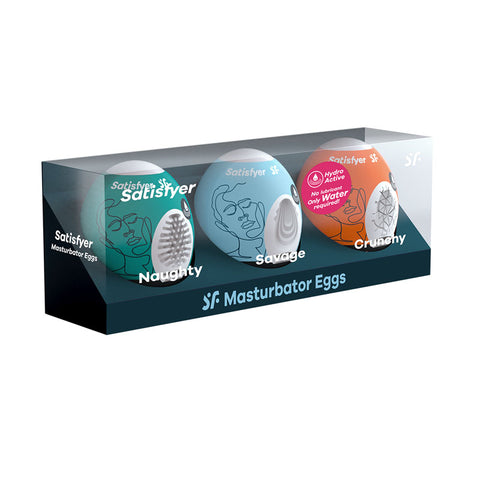 Satisfyer Masturbator Eggs - Mixed 3 Pack #2 Stroker Sleeves White MASTURBATORS