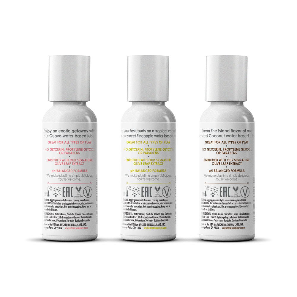 Wicked Simply Tropical Trio 3 x 30ml Flavoured Water Based Lubricants > Lube > Flavoured