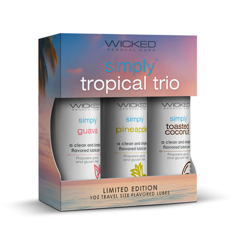 Wicked Simply Tropical Trio 3 x 30ml Flavoured Water Based Lubricants Flavoured Lube