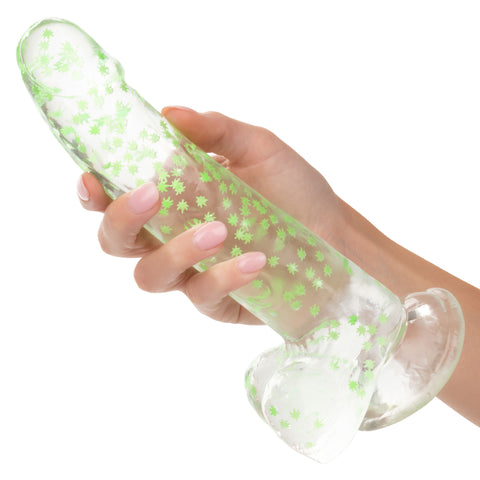 Naughty Bits I Leaf Dick Glow in the Dark Green Weed Leaf Dildo 8 Inch DONGS
