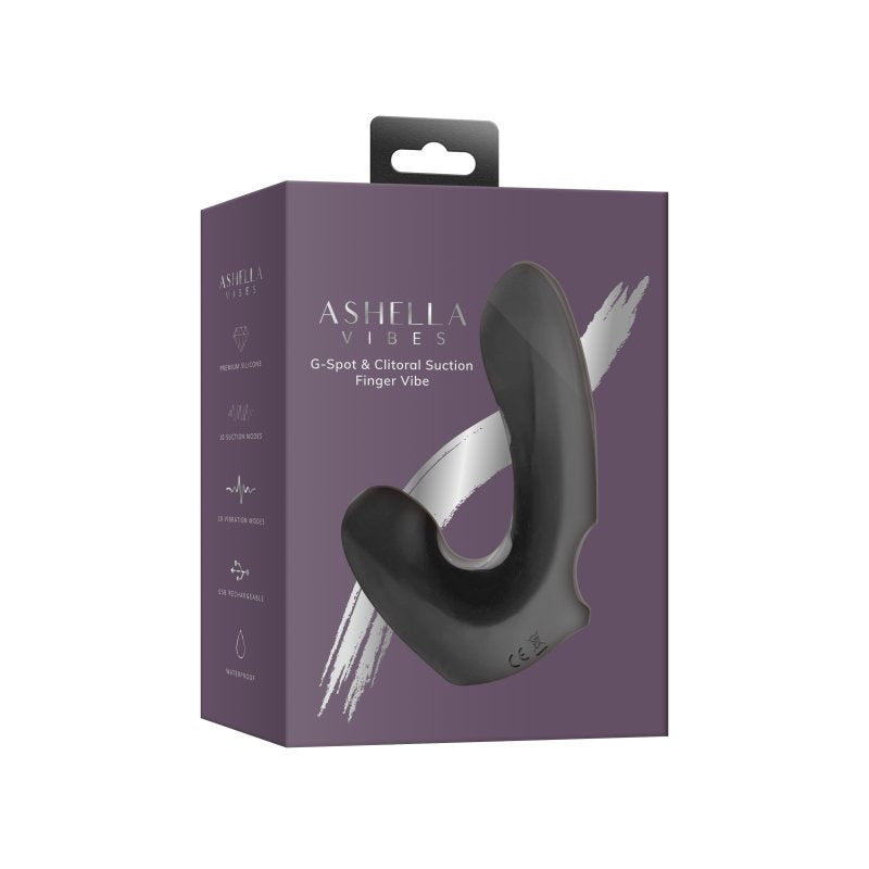 Ashella Vibes Black G-spot and Clitoral Suction Finger Vibe Waterproof > Vibrators > Finger Vibrators