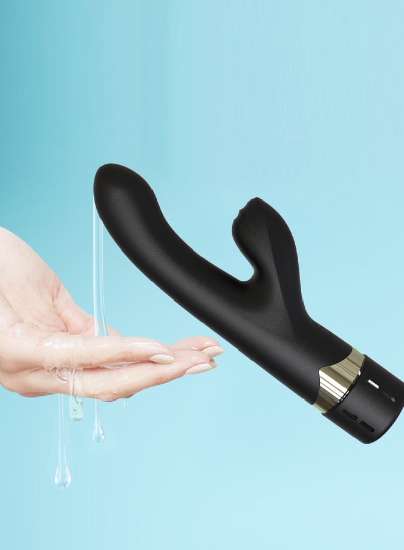 Squirting Vibrator Black Silicone 7 Function Ribbed Clitoral Stimulator Secondary image