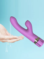 Squirting Vibrator Pink Silicone Ribbed Clitoral Stimulator Magnetic Rechargeable