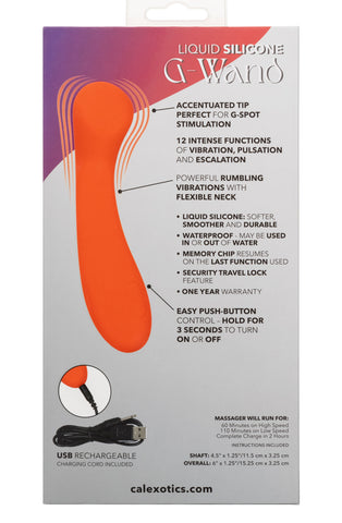 Stella Liquid Silicone G-Wand Vibrator in Orange with Flexible Neck and 12 Vibration Functions > Sex Toys For Ladies > G-Spot Vibrators