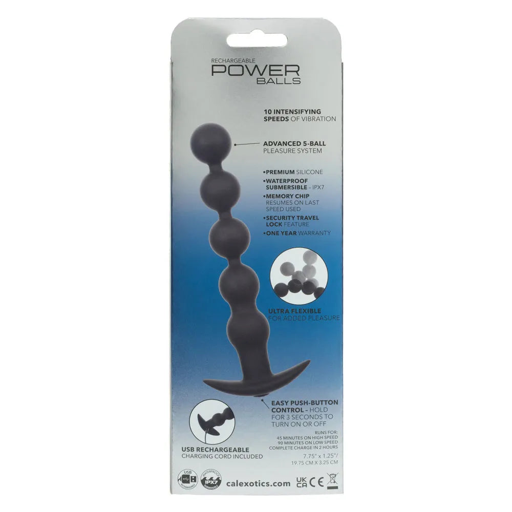 Rechargeable Power Balls (Black) – 5-Bead Pleasure Balls Black > Anal Range > Anal Beads