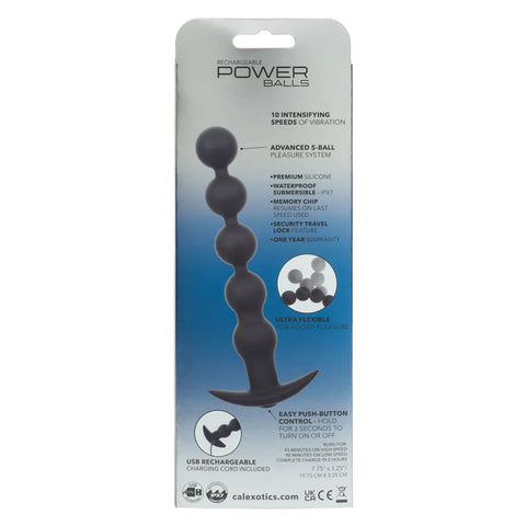Rechargeable Power Balls (Black) – 5-Bead Pleasure Balls Black > Anal Range > Anal Beads