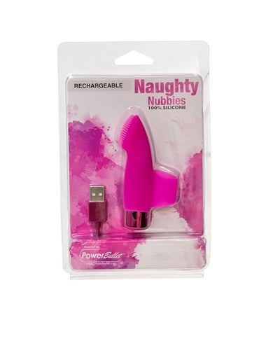 Naughty Nubbies Finger Vibe w Mini Powerbullet Pink Massager Pink Finger Stimulator