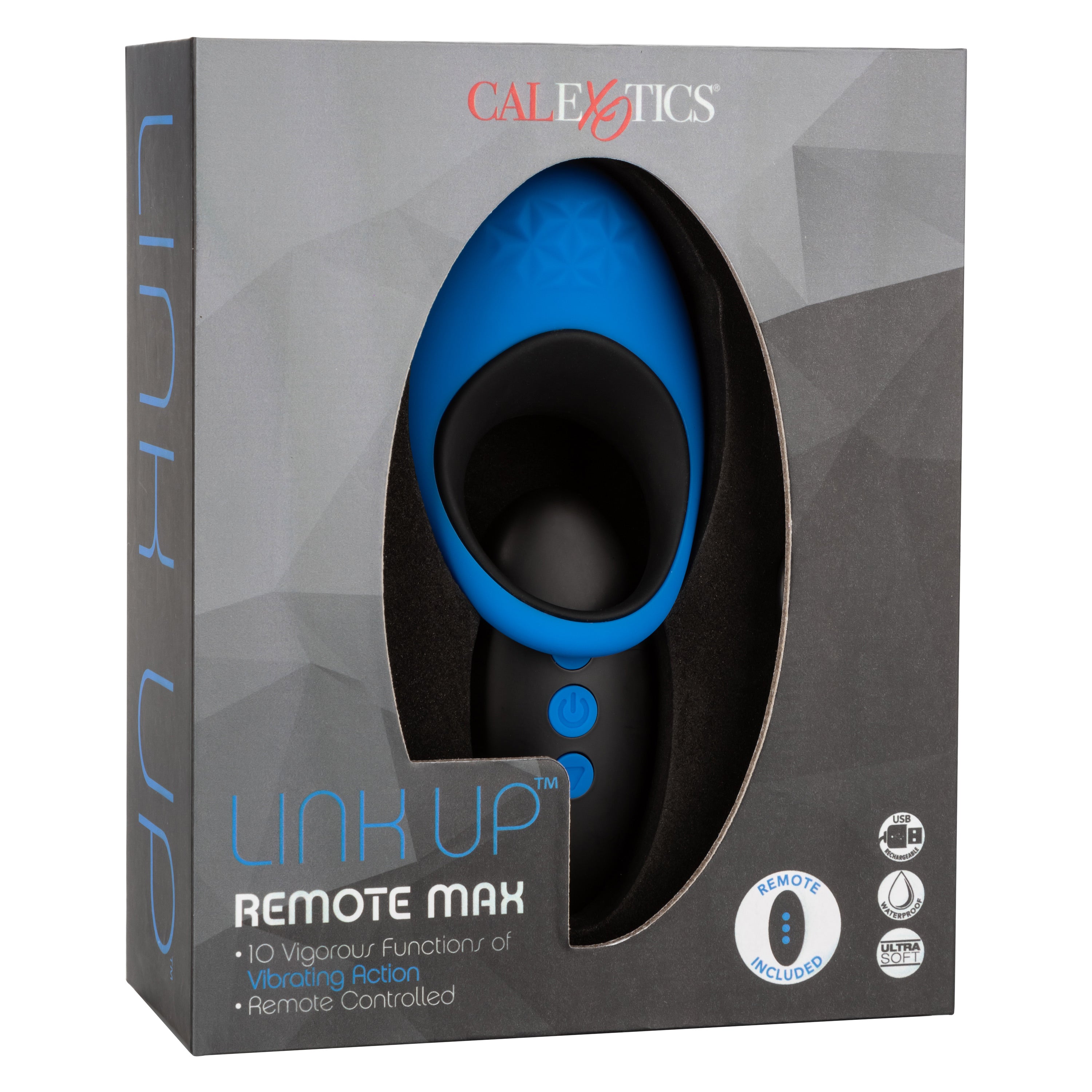 Link Up Remote Max Dual Stimulating Vibrating Silicone Ring With Remote Control Blue > Sex Toys > Couples Toys