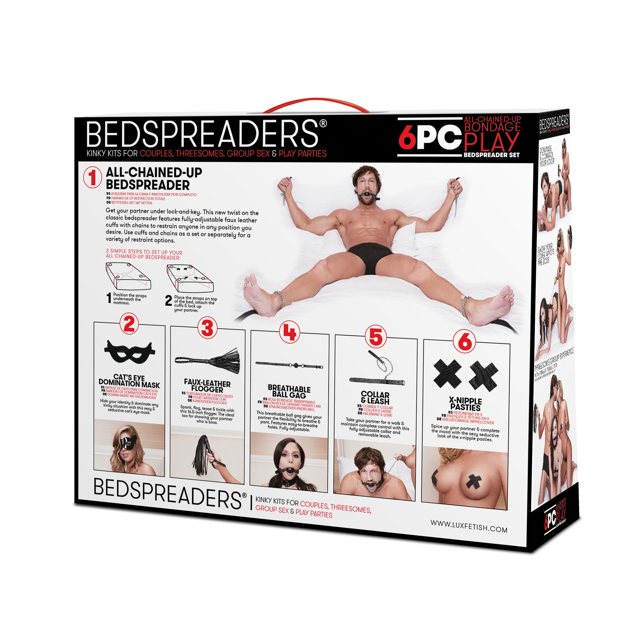 Lux Fetish Master-Slave Domination Chain-Me-Up 6PC Black Bedspreaders Set Black > Bondage Gear > Bondage Kits
