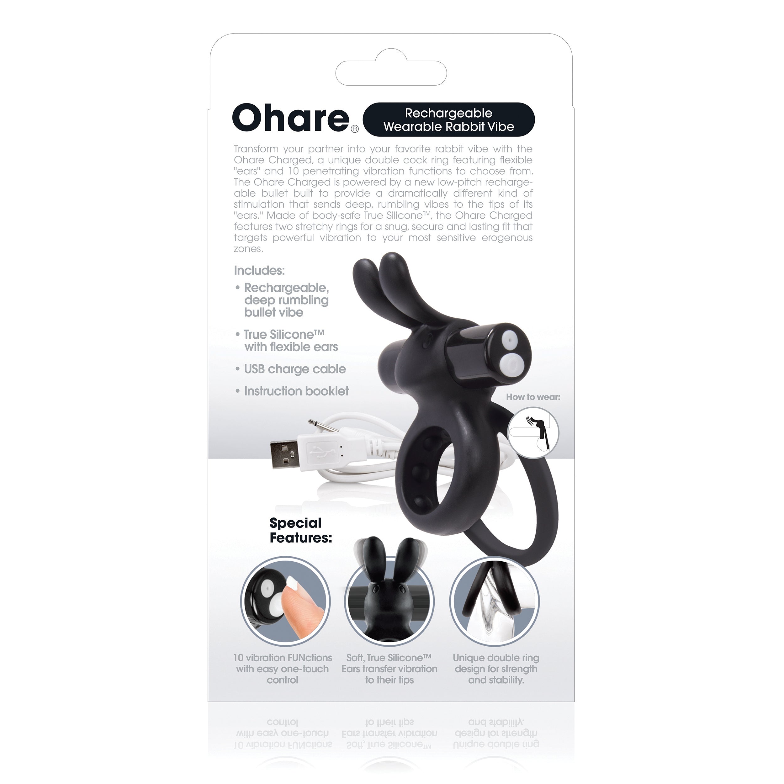 Charged Ohare – Rechargeable Double Cock Ring Rabbit Vibrator > Sex Toys > Couples Toys