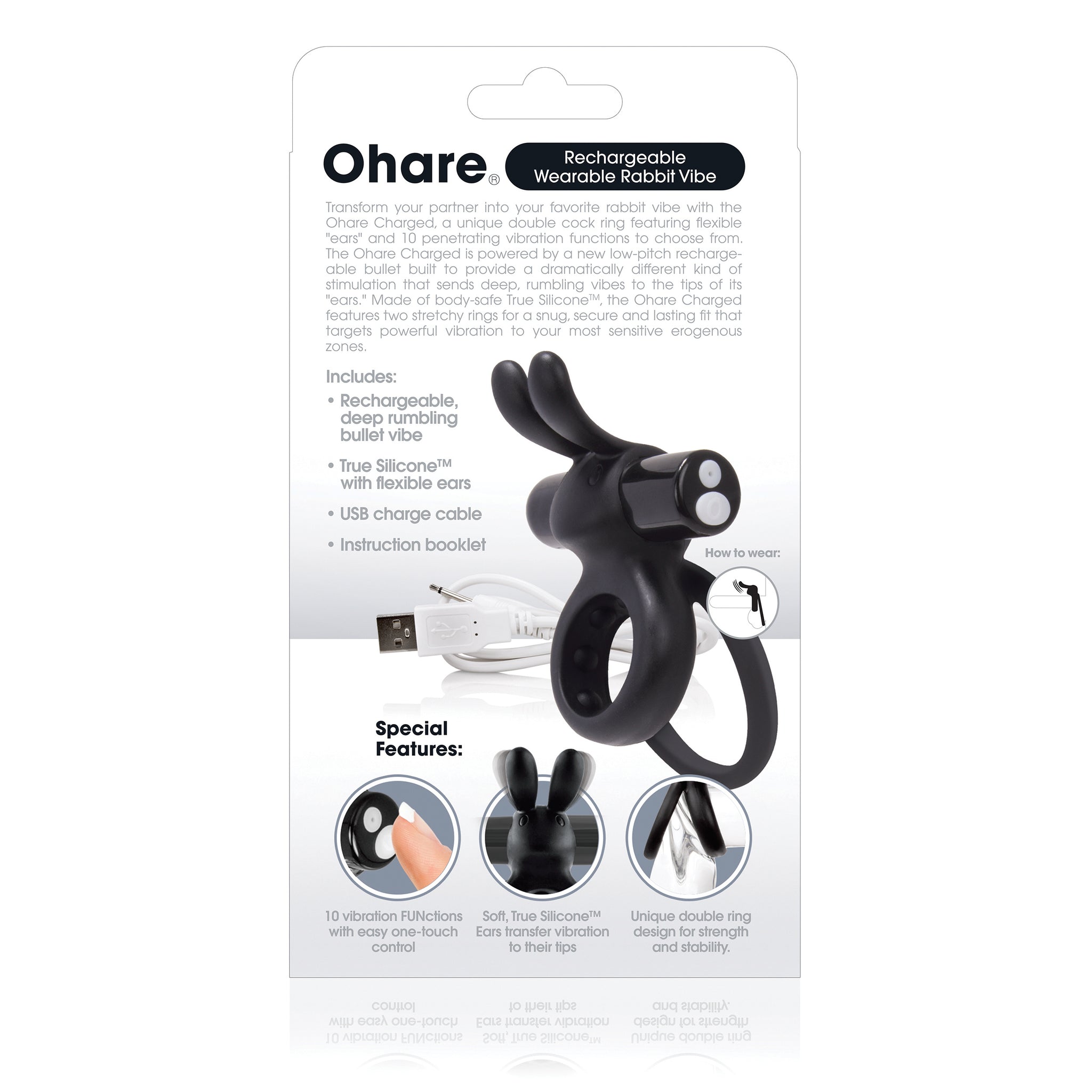 Charged Ohare Rechargeable Double Cock Ring True Silicone – Couples' Intimacy Vibrator > Sex Toys > Couples Toys