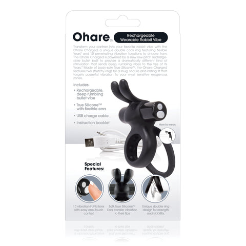 Charged Ohare – Rechargeable Double Cock Ring Rabbit Vibrator > Sex Toys > Couples Toys