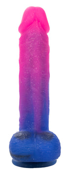 Naughty Bits Ombré Hombre XL Vibrating Dildo in Pink and Blue with Glitter Finish > Vibrators > Realistic Vibrators