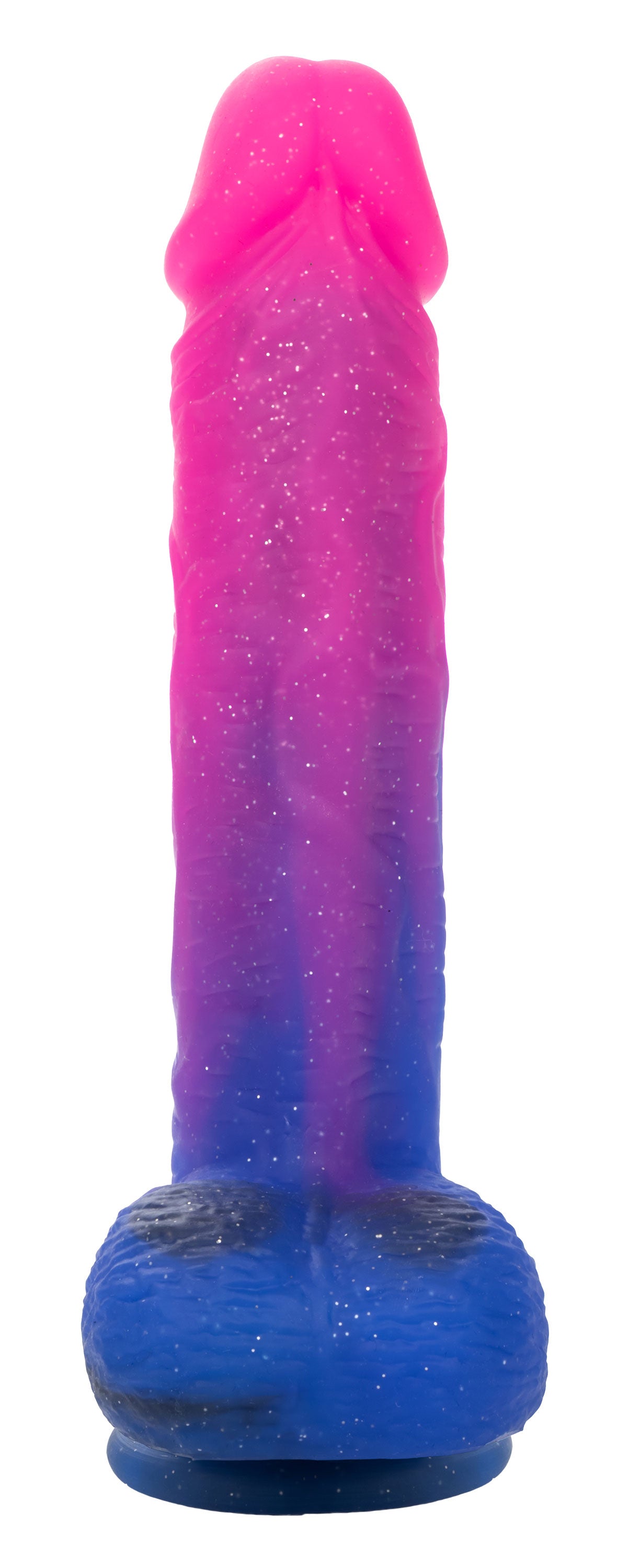 Naughty Bits Ombré Hombre XL Vibrating Dildo in Pink and Blue with Glitter Finish > Vibrators > Realistic Vibrators