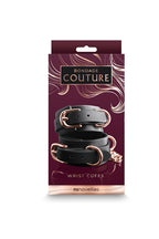 Bondage Couture Wrist Cuffs – Synthetic Material Nickel Free Hardware Restraints Black > Bondage Gear > Restraints