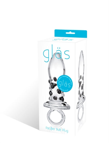Glas 5 Inch Clear Glass Pacifier Butt Plug with Tinted Nubs and Easy Grip Handle Default Title > Glass > Toys