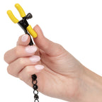 Boundless Nipple Teasers Adjustable Black Chain with Yellow Silicone Coated Clamps and Crystal Adornments > Sex Toys > Nipple Clamps