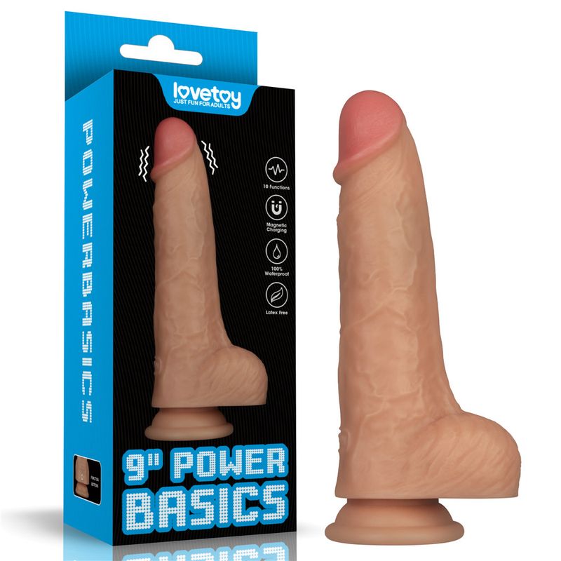Power Basics 9 Inch Vibrating Dildo – Realistic Design Dildo Flesh Dongs Realistic