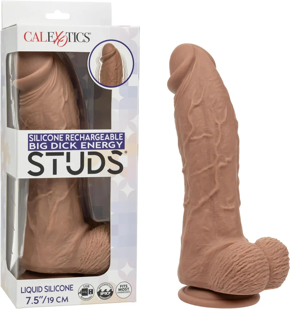 Big Dick Energy Studs – 7.5" Rechargeable Silicone Hands-Free Vibrator Brown > Vibrators > Realistic Vibrators Main image