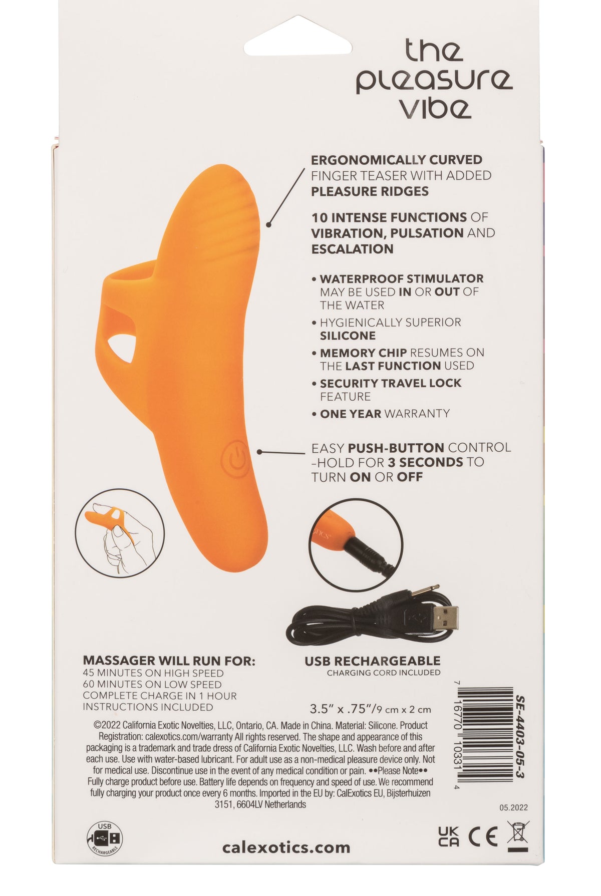 Neon Vibes The Pleasure Vibe (Orange) – Rechargeable Ergonomic Finger Vibrator with 10 Functions Default Title > Vibrators > Finger Vibrators Main image