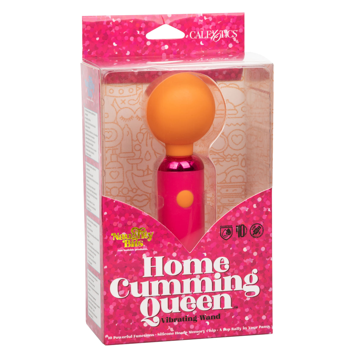 Naughty Bits Home Cumming Queen Vibrating Wand Pink and Orange Silicone Personal Massager > Sex Toys > Mini Massagers