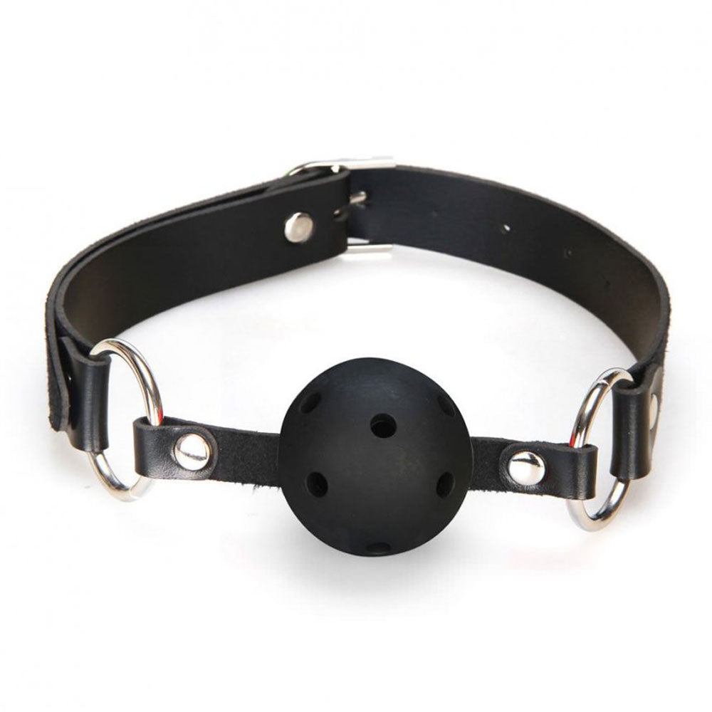 Lux Fetish Breathable Black Ball Gag with Adjustable Strap and Satin Blindfold Black > Bondage Gear > Gags and Bits