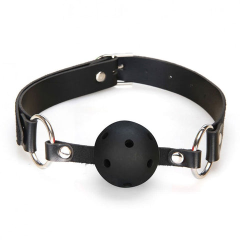 Lux Fetish Breathable Black Ball Gag with Adjustable Strap and Satin Blindfold Black > Bondage Gear > Gags and Bits
