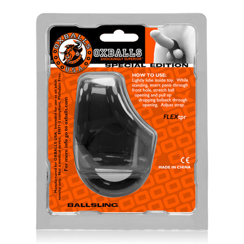 Ballsling Ball Split Sling in Black for Enhanced Comfort and Support Black COCK RINGS Sling