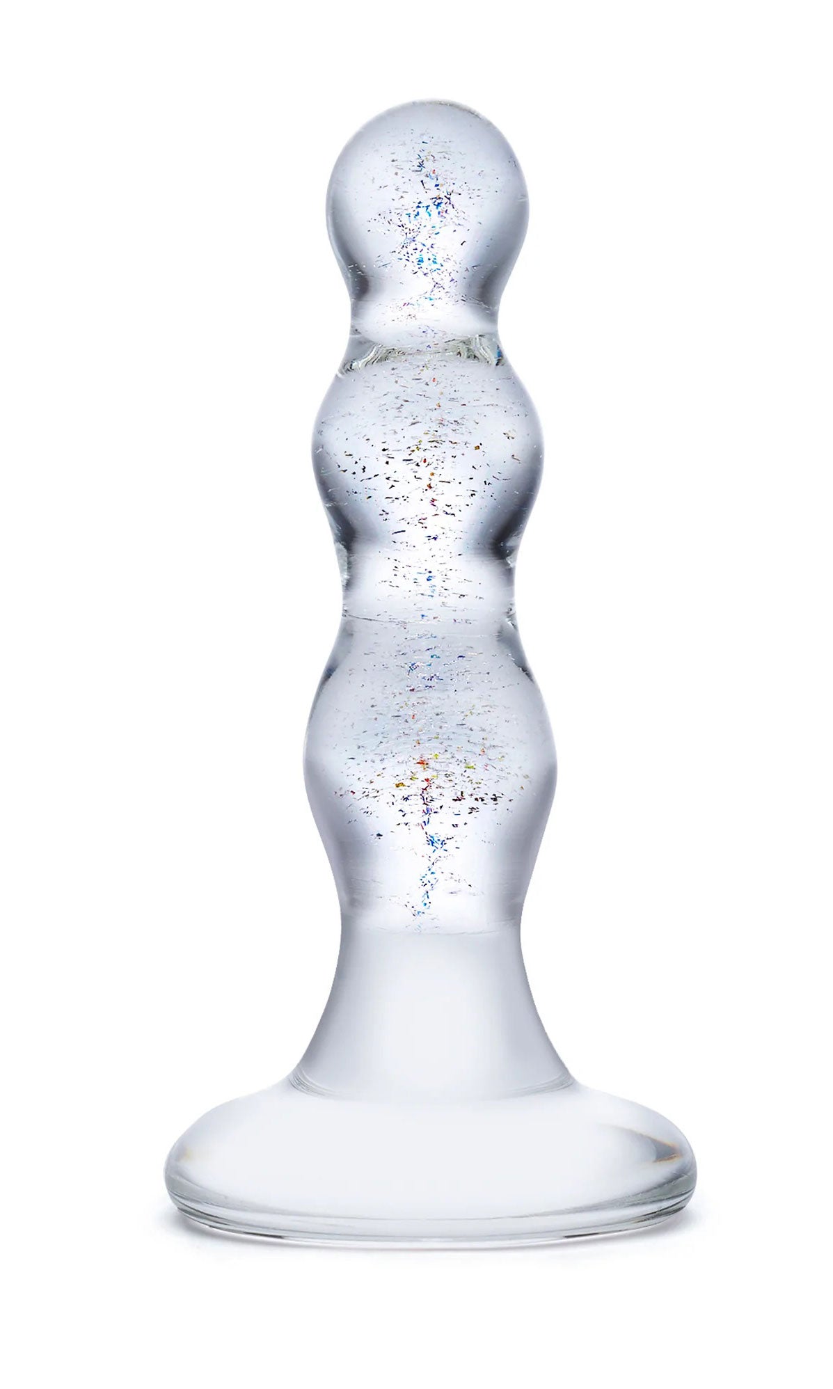 Glas 4 Inch Triple Play Beaded Clear Glass Butt Plug > Glass > Toys