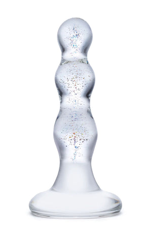 Glas 4 Inch Triple Play Beaded Clear Glass Butt Plug > Glass > Toys