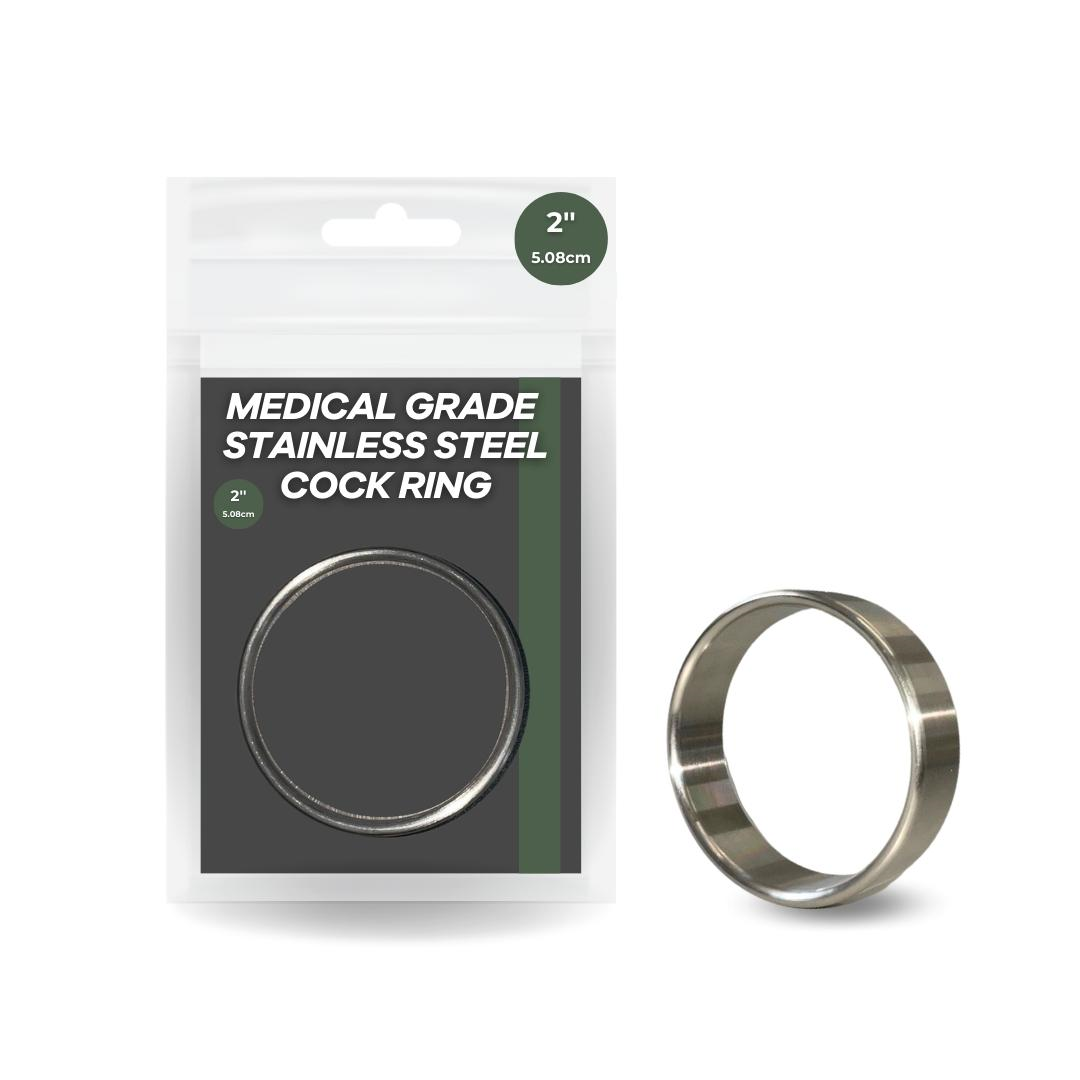 2 Inch Medical Grade Stainless Steel Cock Ring Silver 5.5cm Outer Diameter 5cm Inner Diameter 1.5cm Width Default Title COCK RINGS