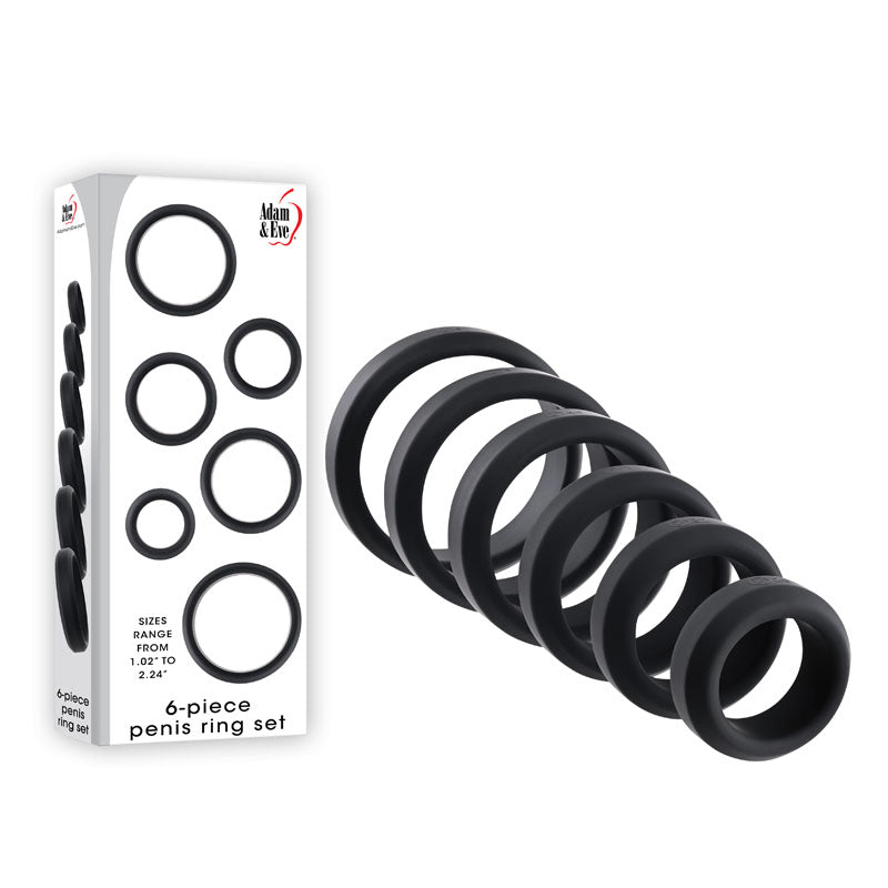 Adam & Eve 6-PIECE PENIS RING SET -  Cock Rings - Set of 6 Sizes