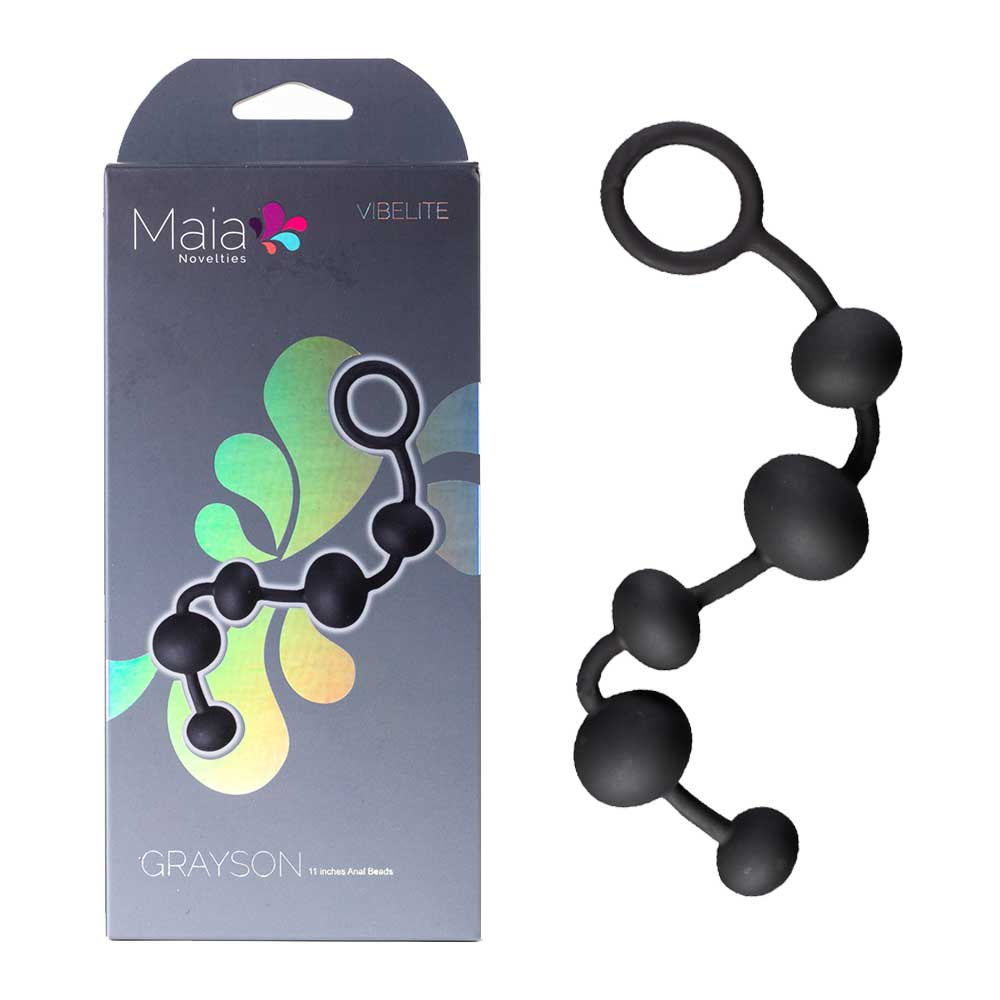 Maia Grayson (Gray) – Waterproof 16.5 cm Medical Grade Anal Beads Black > Anal Range > Anal Beads Main image