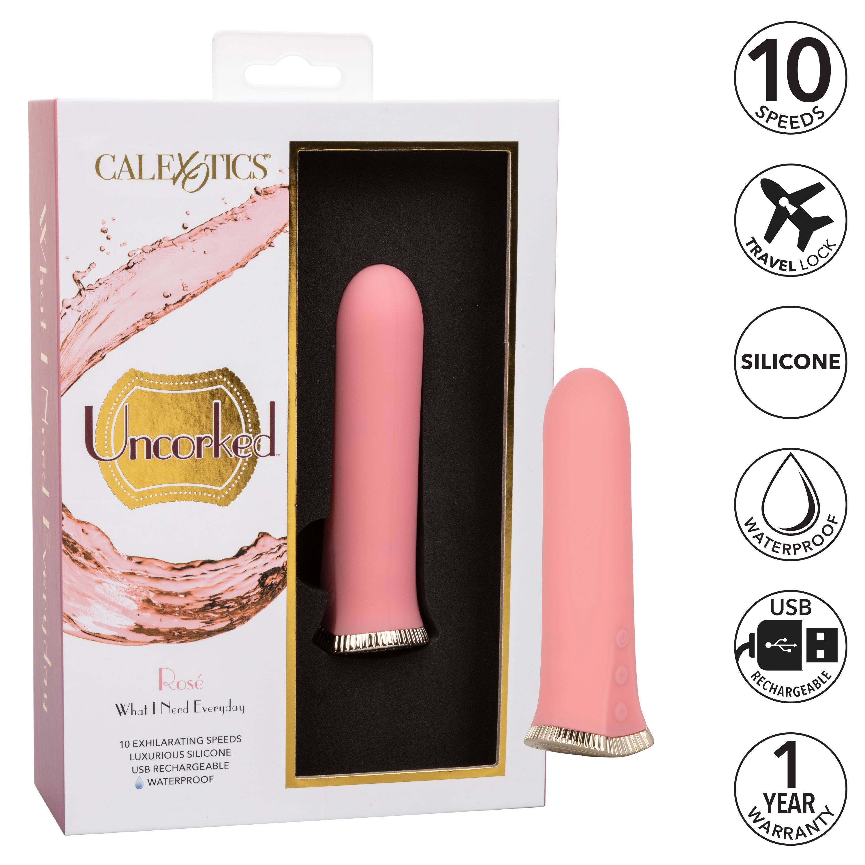 Uncorked Rosé Mini Silicone Vibrator 3 Inch Pink Massager with 10 Speeds > Vibrators > Standard Vibrators