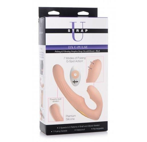 Strap U 15X U-Pulse Pulse and Vibe Strapless Strap-On with Remote in Blush (9.2 inches) > Dildos > Strapless Strap Ons Main image