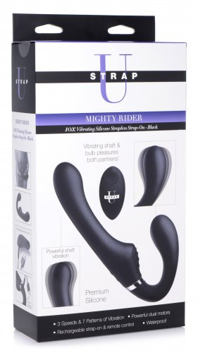 Mighty Rider 10X Strapless Strap-On Black with Remote Control > Dildos > Strapless Strap Ons