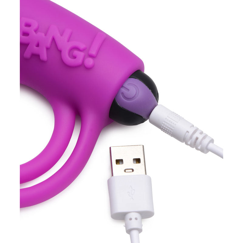 Bang Silicone Cock Ring and Bullet - USB Rechargeable Vibrating Cock Ring with Wireless Remote in Black COCK RINGS