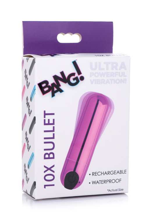 Bang 10X Rechargeable Vibrating Metallic Bullet Purple Purple BULLETS