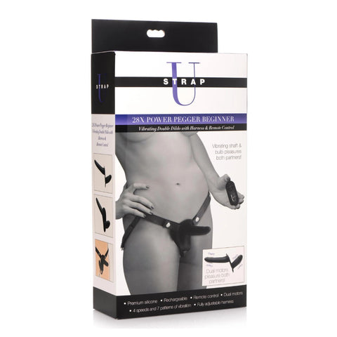 Strap U 28X Power Pegger Beginner Double Dildo with Harness and Remote Control Default Title STRAP-ONS
