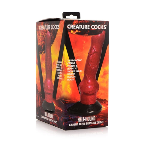 Creature Cocks Hell-Hound Canine Penis Silicone Dildo with Suction Cup Base Red Fantasy Dongs
