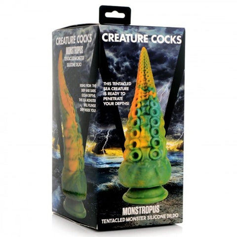 Creature Cocks Monstropus Tentacled 8.5 Inch Silicone Dildo (Marbled Green Yellow Blue) – Suction Cup Dildo > Dildos > Fantasy