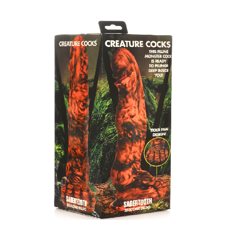 Creature Cocks Sabretooth Silicone Dildo Orange and Black Camo 11.3 Inches Default Title Fantasy Dongs