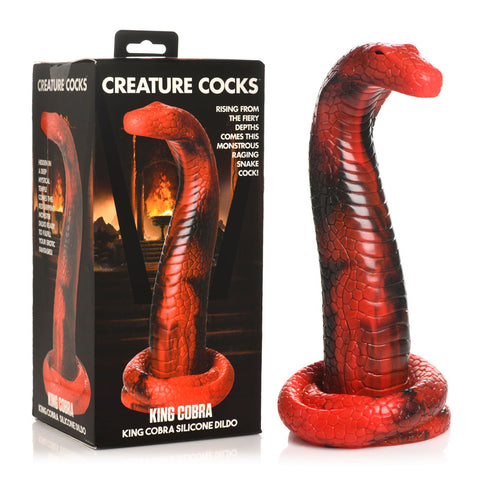 Creature Cocks King Cobra Silicone Dildo for Unique Sensations and Sensual Exploration Red Fantasy Dongs