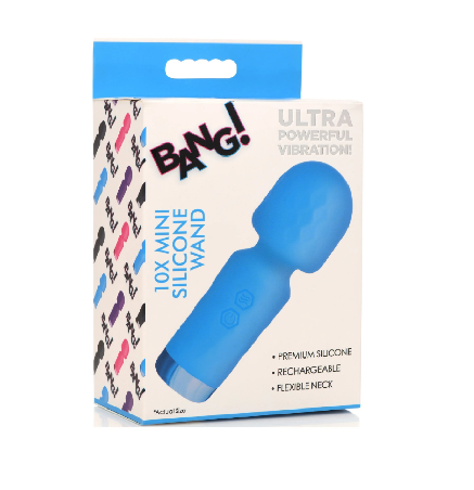 Bang 10X Mini Silicone Wand Blue 4.5 Inch Rechargeable Powerful Vibration Flexible Neck Blue > Sex Toys For Ladies > Wand Massagers and Attachments