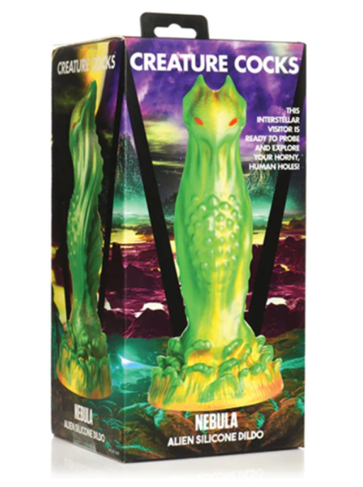 Creature Cocks Nebula Green and Gold Alien Silicone Dildo with Suction Cup Base Default Title Fantasy Dongs