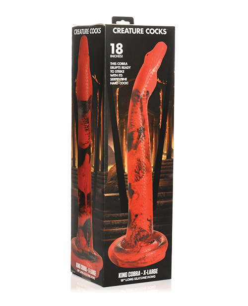 Creature Cocks King Cobra (Red and Black) – X-Large 18 Inch Silicone Dong Secondary image