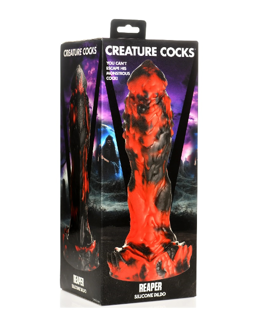Creature Cocks Grim Reaper Red and Black Textured Silicone Dildo with Suction Cup Base Default Title Fantasy Dongs